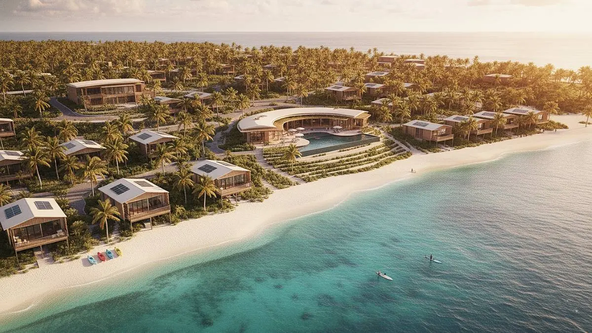 Proposed resort visualization in an AI investor deck to support data visualization and resort financial projections