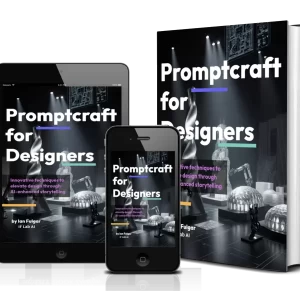 Futuristic parametric cityscape illuminated by dramatic light, representing AI-generated architectural imagination for the ebook Promptcraft for Designers by Arch. Ian Fulgar.